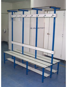 Banc de vestiaire double avec porte-manteaux