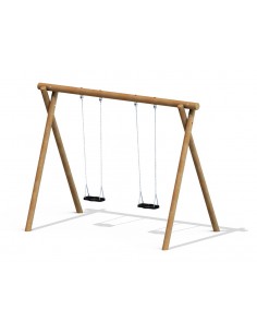 Balançoire rustique bois rond autoclave pour aire de jeux