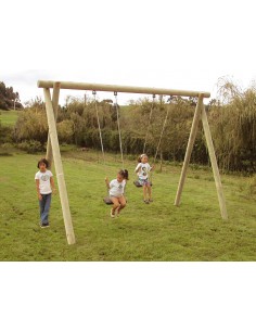 Balançoire rustique bois rond autoclave pour aire de jeux 2