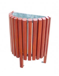 Corbeille semi-circulaire en bois tropical