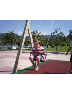 Siège berceau pour balançoire en bois avec châines en acier inoxydable 2