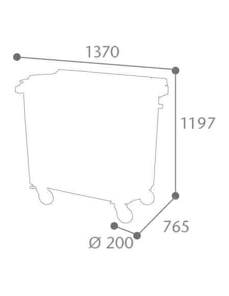 Conteneur 4 roues 660L KOROK 56645 barre ventrale