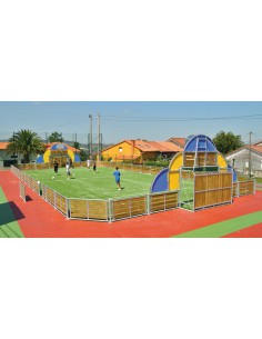 Zone multi-sports en acier galvanisé, bois traité en autoclave 29x14m 2
