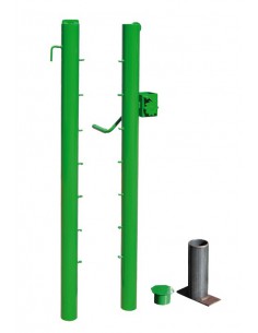 Poteaux Tennis avec treuil à crémaillère et fourreaux à sceller